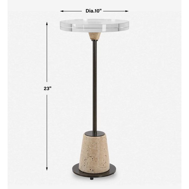Uttermost Arthur Crystal and Travertine Drink Table - Image 5