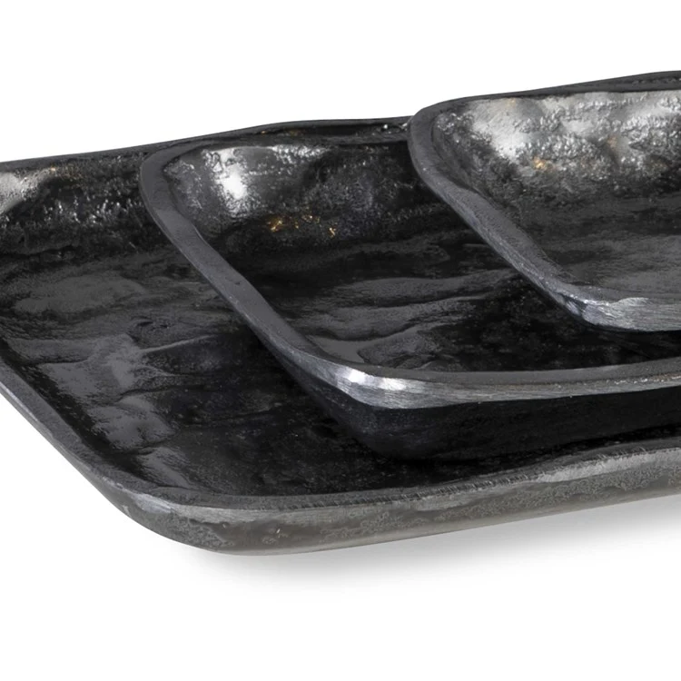 Uttermost Artisan Textured Antiqued Nickel Set of 3 Trays - Image 6
