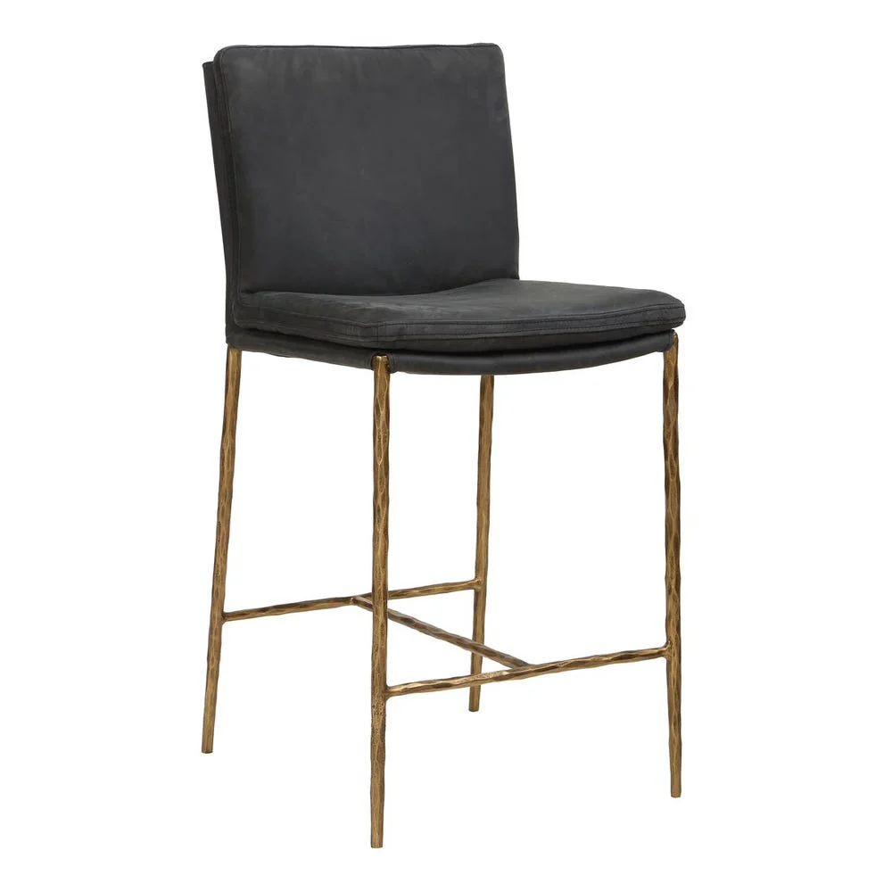 Uttermost Ascend Charcoal Gray Leather With Aged Gold Iron Counter Stool - Image 4