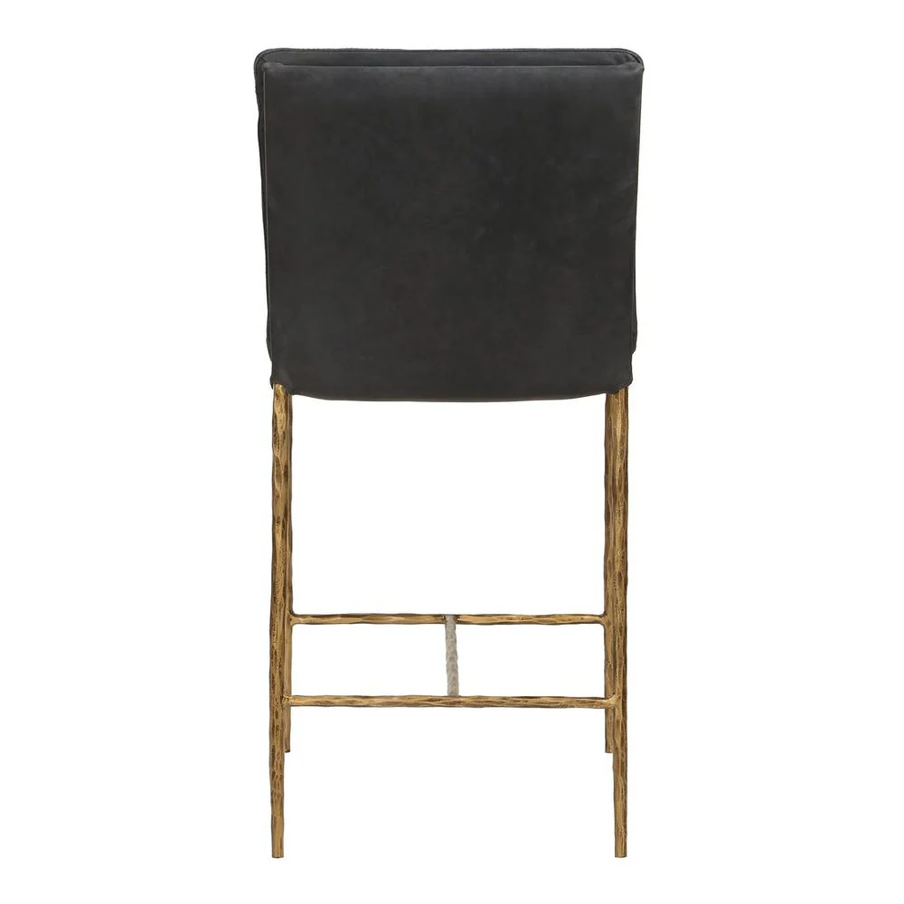 Uttermost Ascend Charcoal Gray Leather With Aged Gold Iron Counter Stool - Image 6