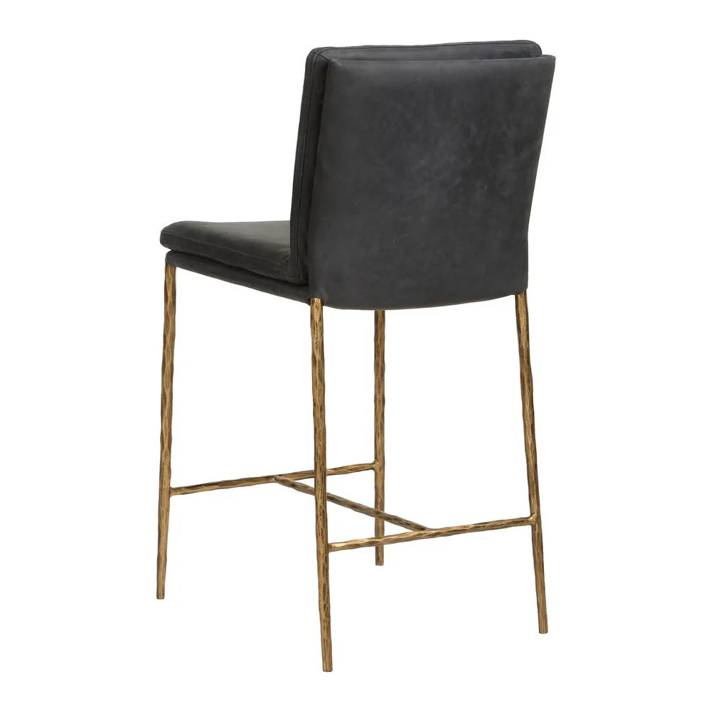 Uttermost Ascend Charcoal Gray Leather With Aged Gold Iron Counter Stool - Image 7