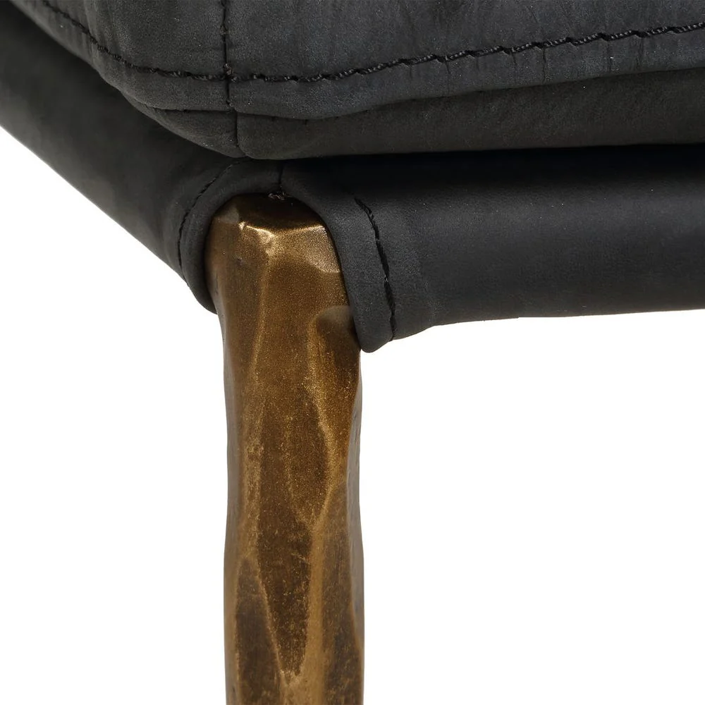 Uttermost Ascend Charcoal Gray Leather With Aged Gold Iron Counter Stool - Image 9