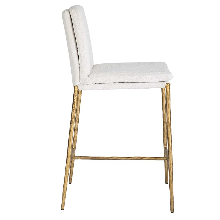 Uttermost Ascend White Boucle Cushioned Seat with Aged Gold Iron Counter Stool - Image 6