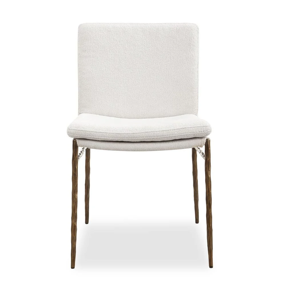 Uttermost Ascend White Boucle Cushioned Seat with Aged Gold Iron Dining Chair - Image 2