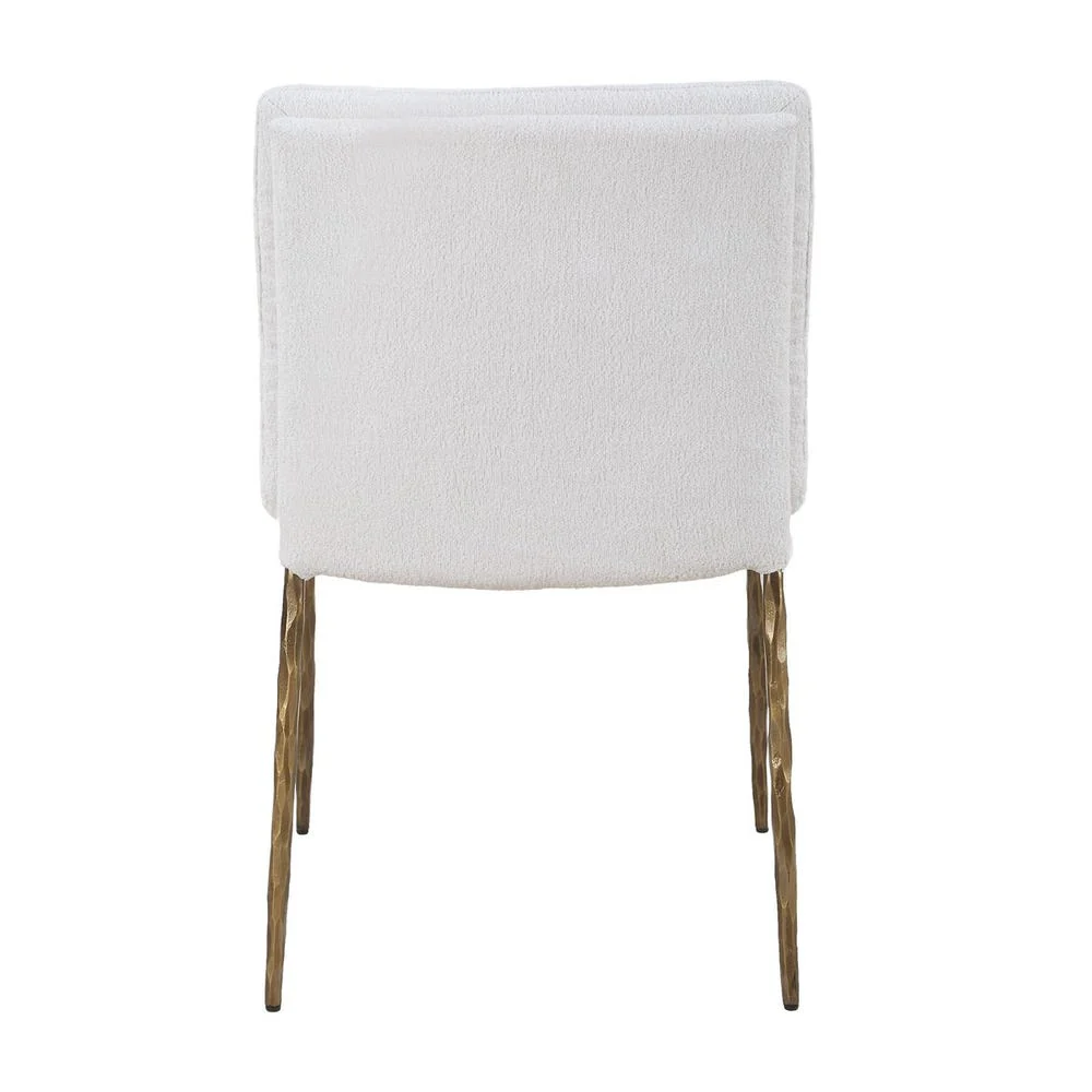 Uttermost Ascend White Boucle Cushioned Seat with Aged Gold Iron Dining Chair - Image 5
