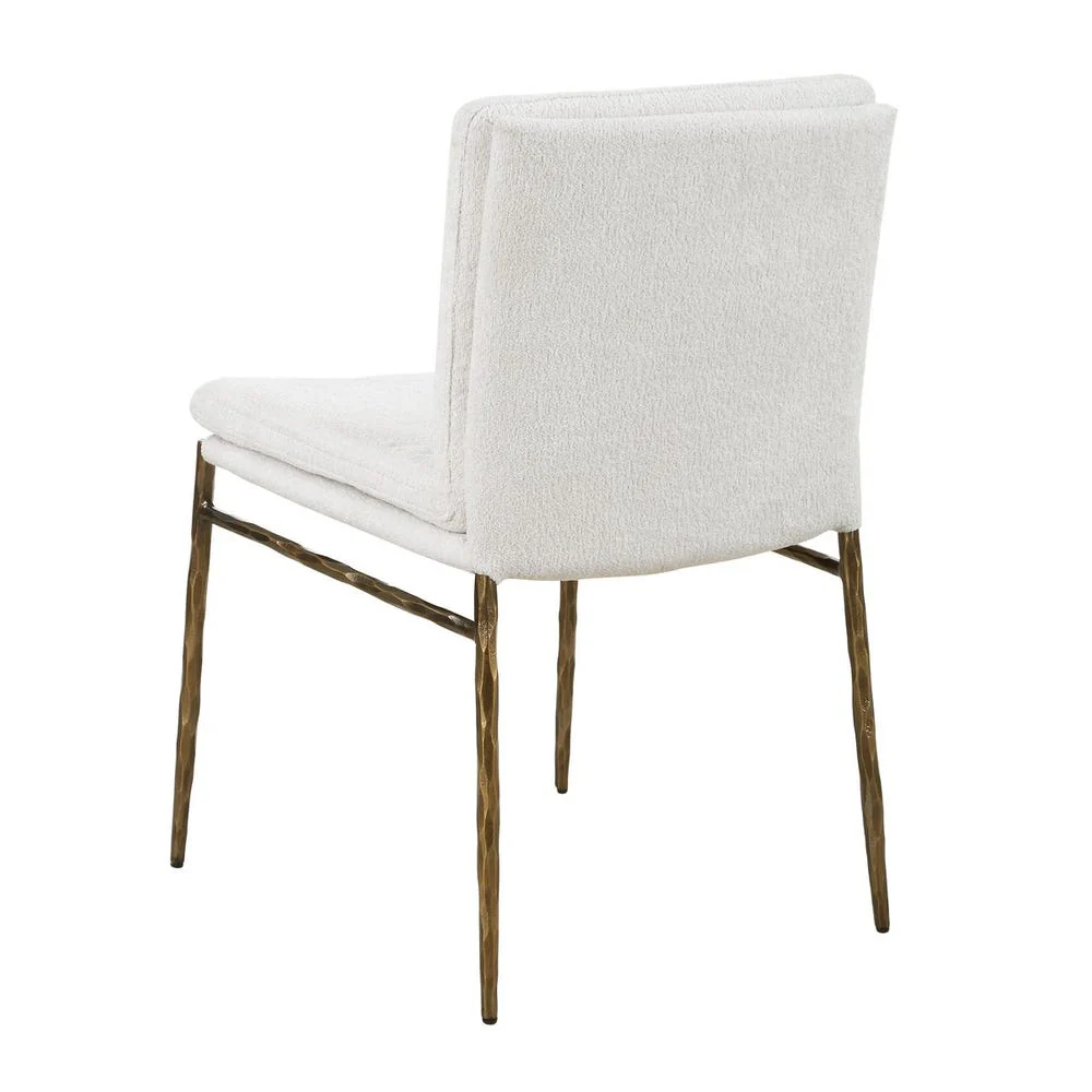 Uttermost Ascend White Boucle Cushioned Seat with Aged Gold Iron Dining Chair - Image 6