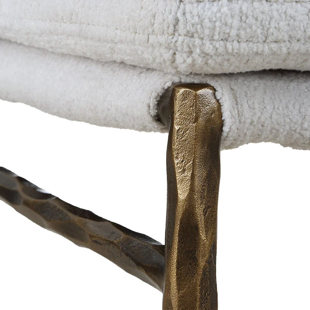 Uttermost Ascend White Boucle Cushioned Seat with Aged Gold Iron Dining Chair - Image 7