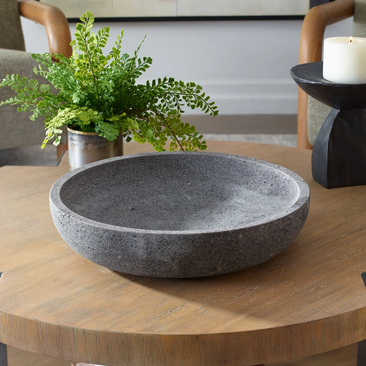 Uttermost Ashen Gray Lava Stone Earth Bowl Indoor and Outdoor Use - Image 3