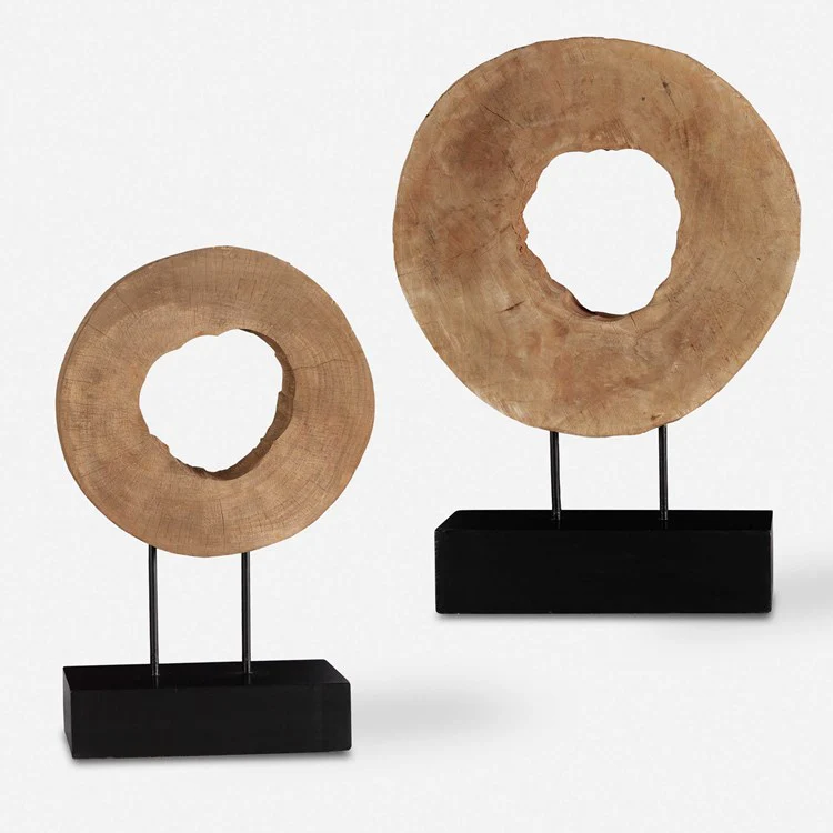 Uttermost Ashlea Mango Wood With Black Marble Set of 2 Sculptures - Image 2