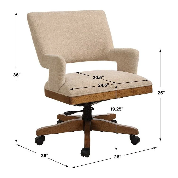 Uttermost Aspect Mid Century Modern Desk Chair with Casters - Image 9