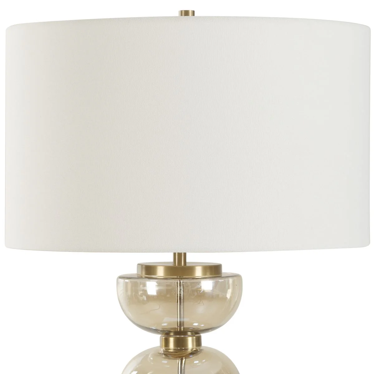 Uttermost Assemble Light Amber Glass Table Lamp With White Linen Shade - Image 4