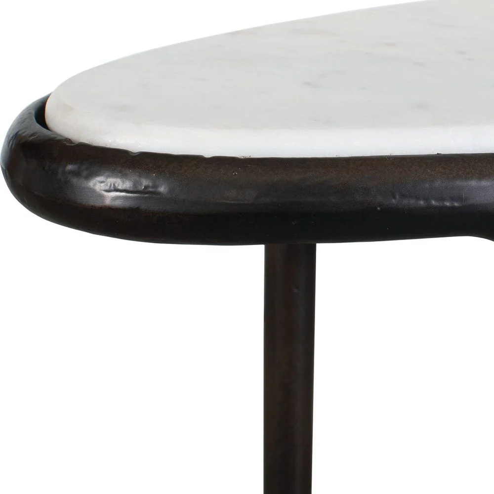Uttermost Ata Dark Bronze With White Marble Oval Top Accent Table - Image 5