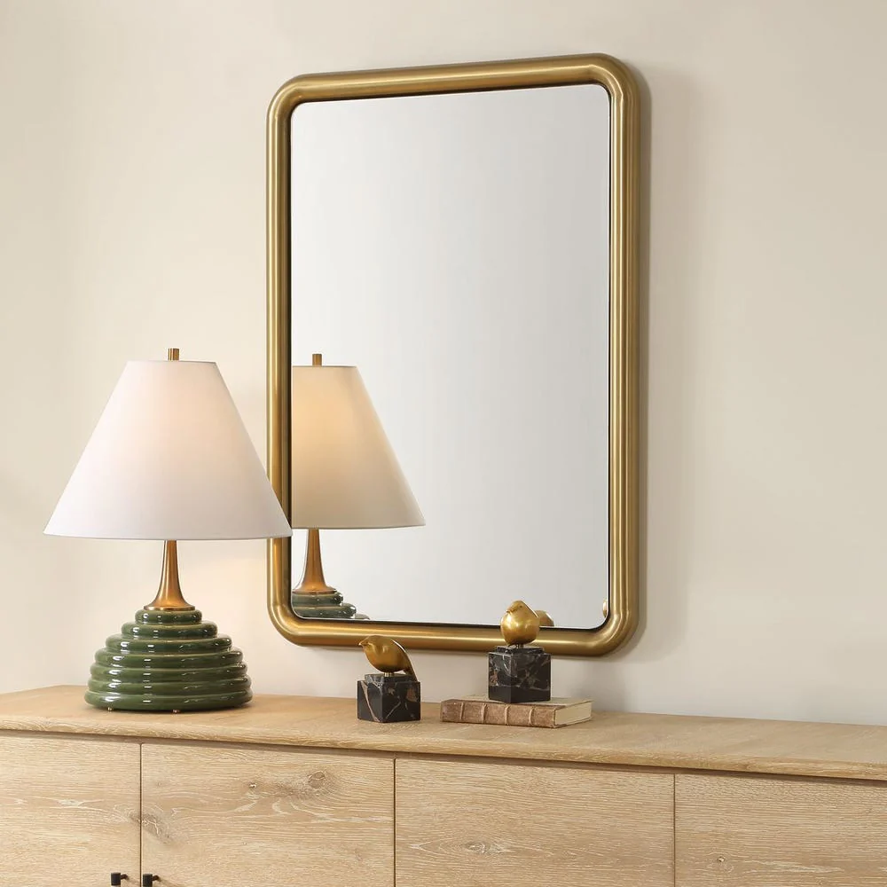 Uttermost Atkinson Antique Brass Rectangular Mirror - Image 2