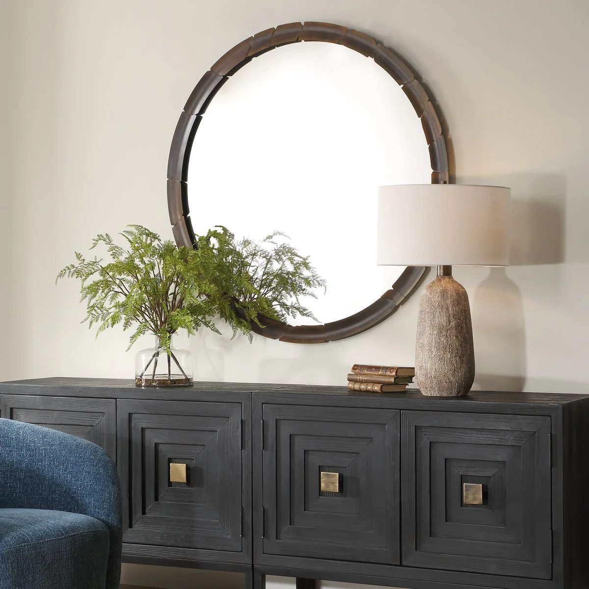 Uttermost Auger Aged Rust Bronze Round Mirror - Image 2