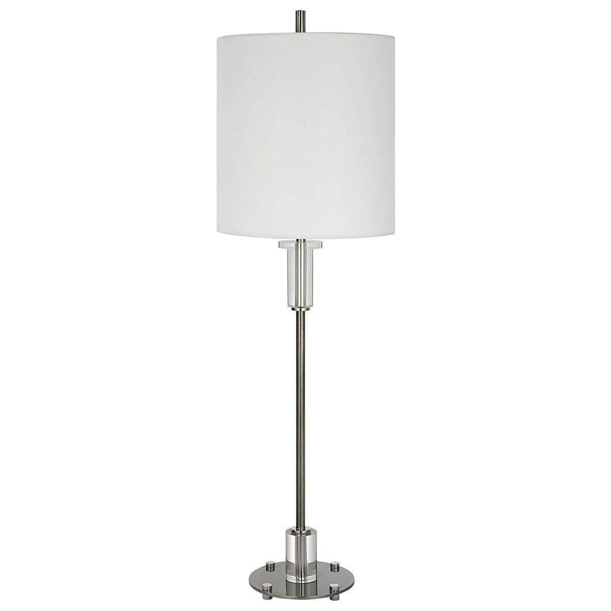 Uttermost Aurelia Polished Nickel Buffet Lamp With White Linen Shade - Image 4