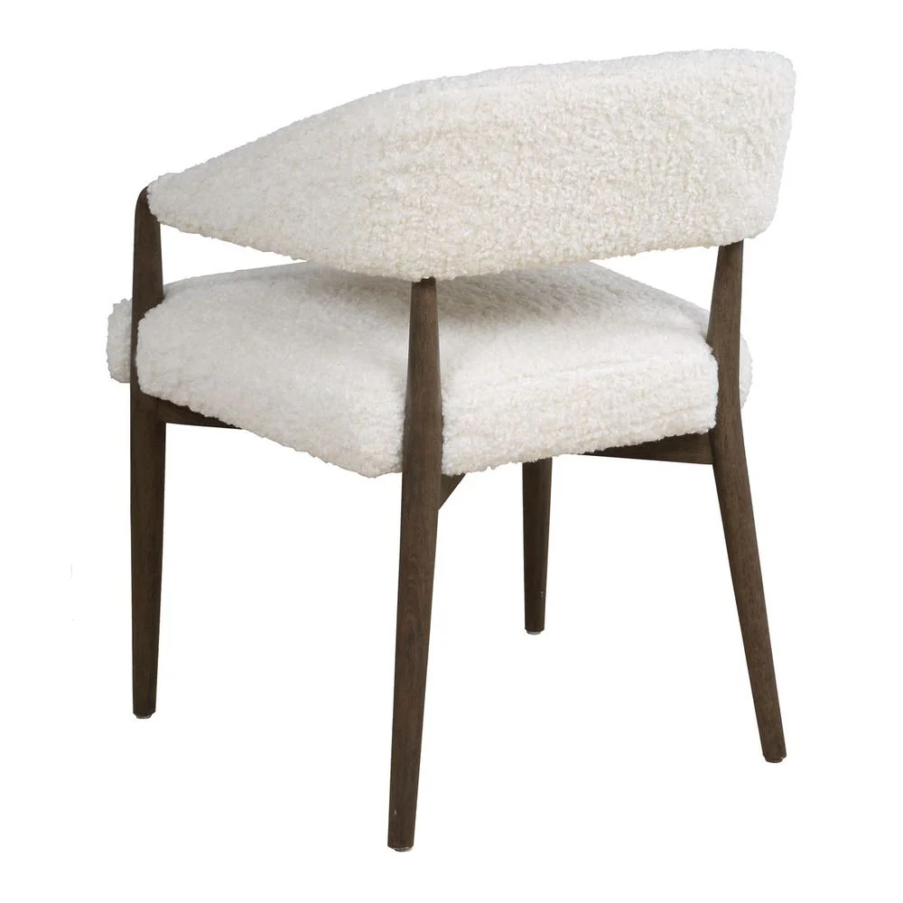 Uttermost Austell Dark Walnut Finish With Cream- Toned Faux Shearling Dining Chair - Image 7