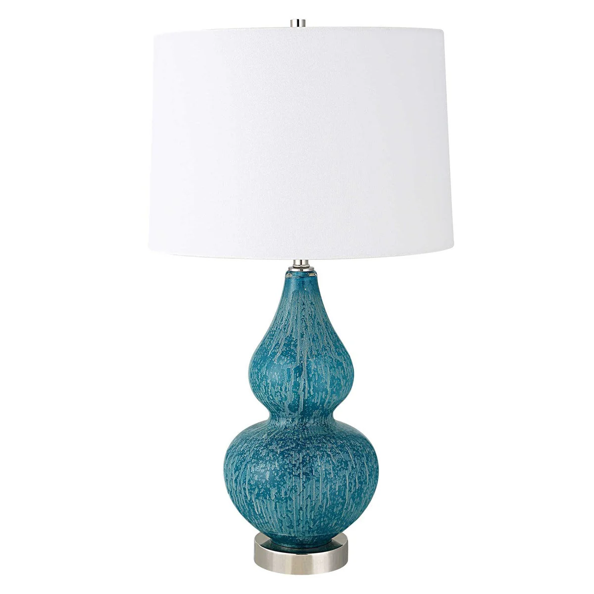 Uttermost Avalon Light Blue and Turquoise Glass Table Lamp With White Shade - Image 3