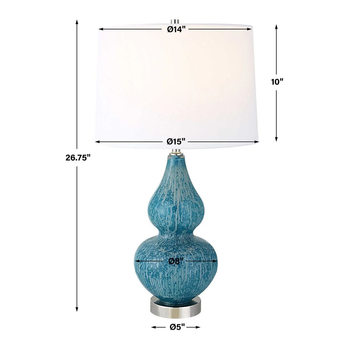 Uttermost Avalon Light Blue and Turquoise Glass Table Lamp With White Shade - Image 4
