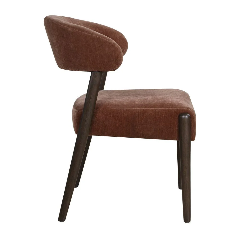 Uttermost Avera Mid- Century Tobacco Velvet Dining Chair - Image 6