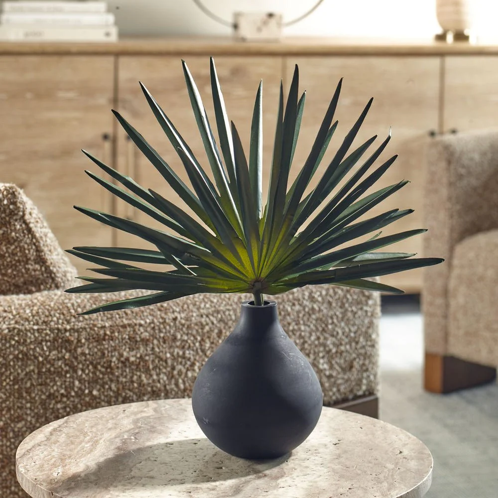 Uttermost Axis Palm Accent in Matte Black Teardrop Vase