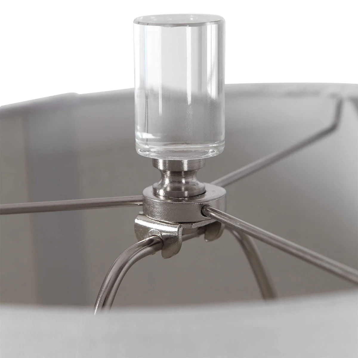 Uttermost Azaria Polished Nickel and Crystal Buffet Lamp With White Linen Shade - Image 7