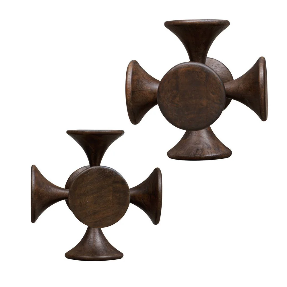 Uttermost Balanced Harmony Sculptures Dark Walnut Suar Wood Set Of Two - Image 2