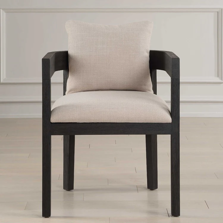 Uttermost Balboa Beige Linen Blend Fabric Dining Armchair - Image 2
