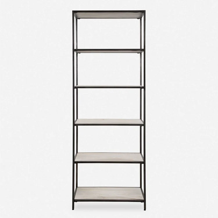 Uttermost Baldwin White Washed Mango Wood With Gunmetal Iron Etagere - Image 2