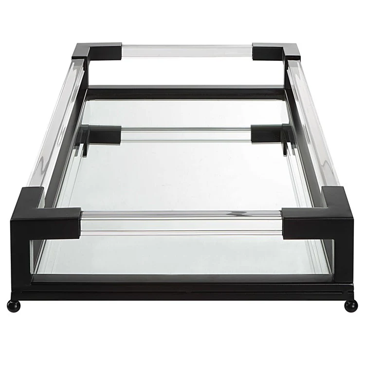 Uttermost Balkan Matte Black Hand Forged Iron and Mirrored Tray With Acrylic Handles - Image 6