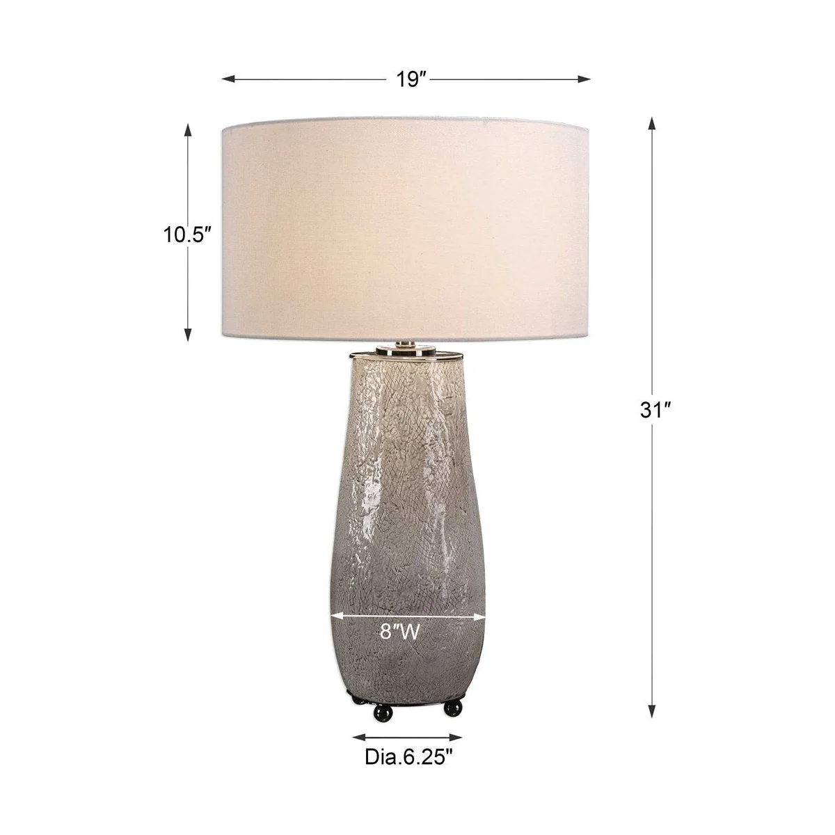 Uttermost Balkana Aged Gray Glazed Ceramic Table Lamp With Light Khaki Linen Shade - Image 4