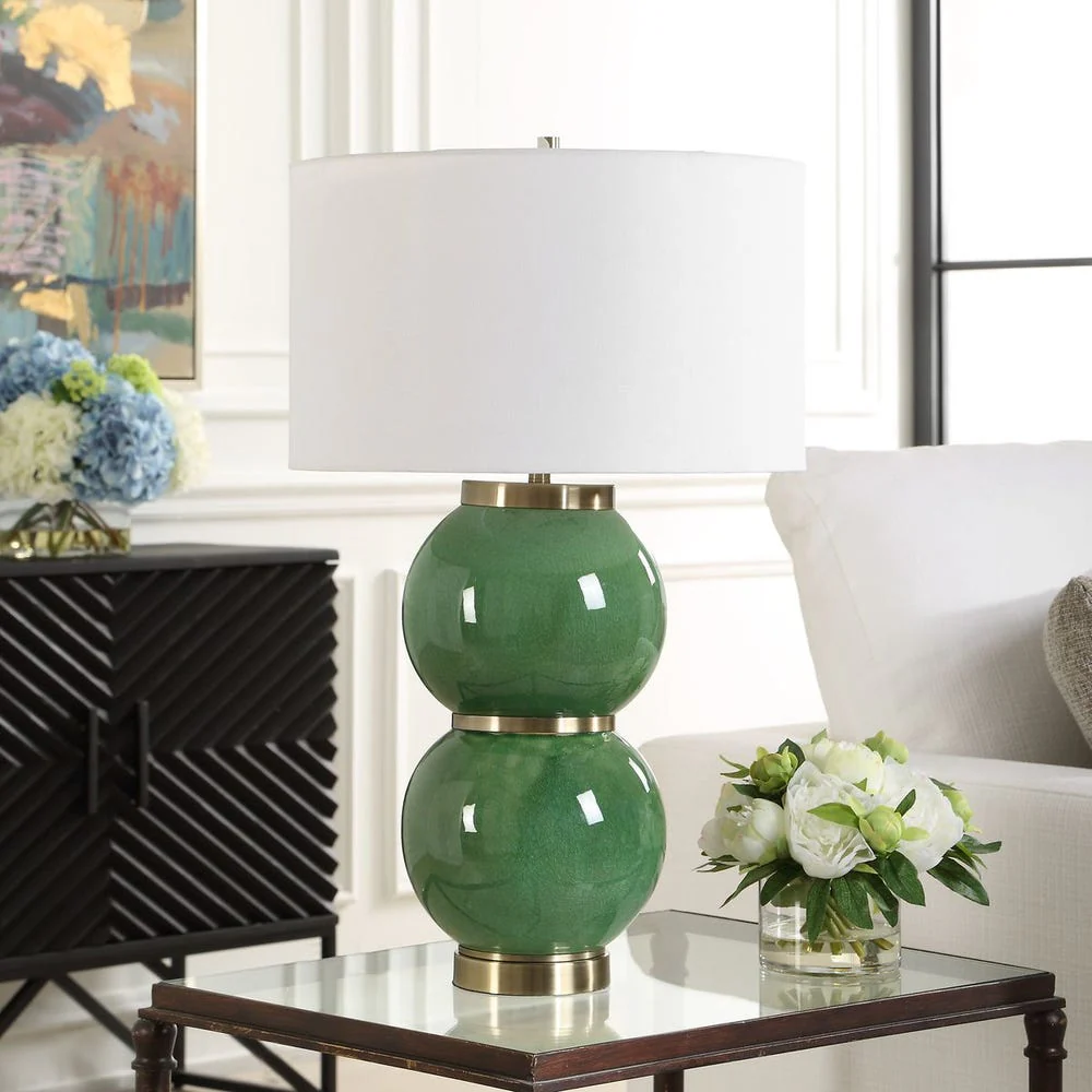 Uttermost Banner Moss Green Stacked Sphere Table Lamp - Image 2