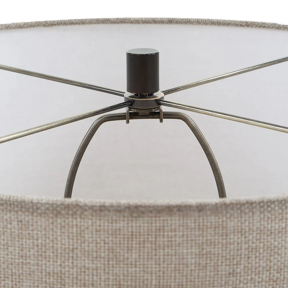 Uttermost Barat Distressed White Table Lamp With Dark Beige Linen Shade - Image 6