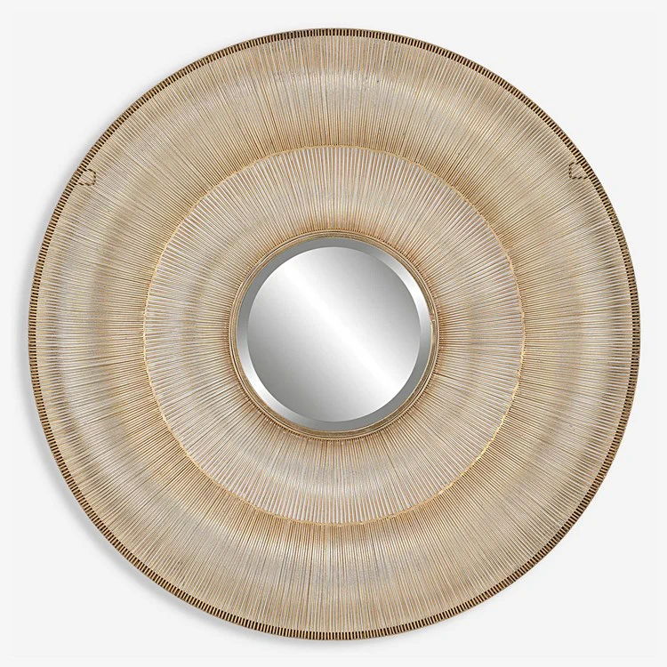 Uttermost Bauble Antiqued Gold Iron Round Mirror - Image 3