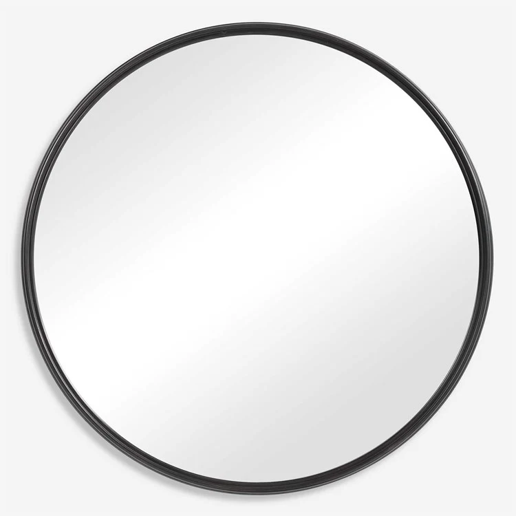 Uttermost Belham Aged Black Iron Round Mirror - Image 3