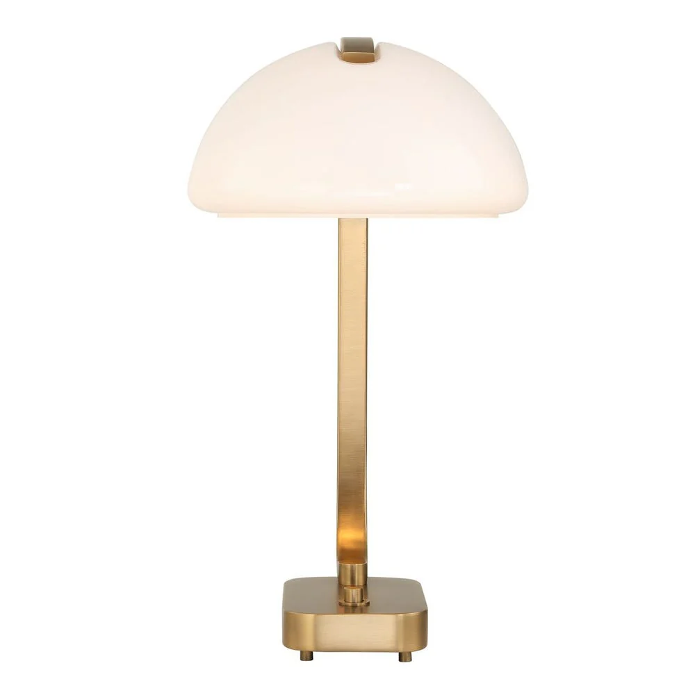 Uttermost Bend The Rules Antique Brass Desk Lamp With White Glass Shade - Image 7