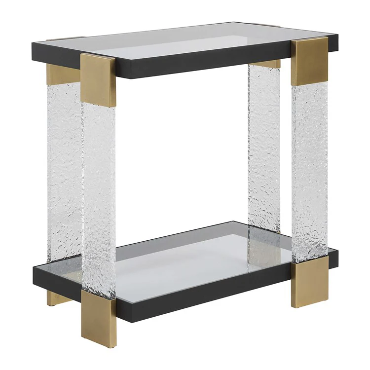 Uttermost Bendena Glass and Black Iron Side Table - Image 4