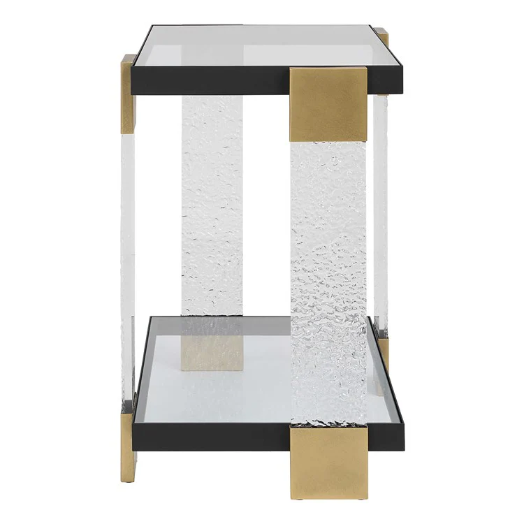 Uttermost Bendena Glass and Black Iron Side Table - Image 5