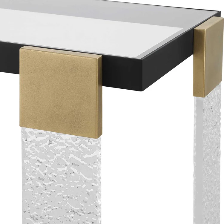 Uttermost Bendena Glass and Black Iron Side Table - Image 6
