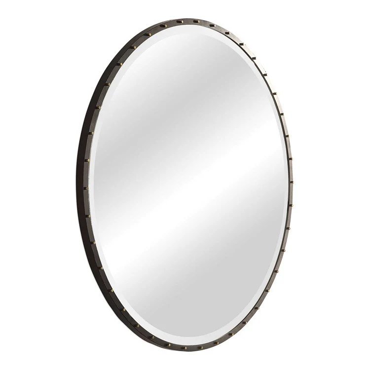 Uttermost Benedo Rustic Black Iron with Antique Gold Round Mirror - Image 7