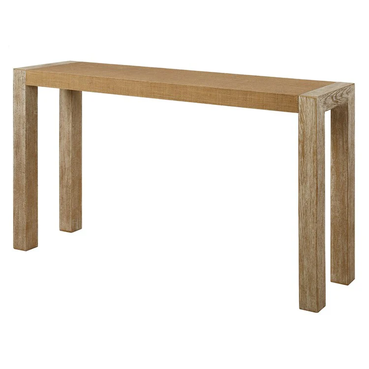 Uttermost Bentley Textured Grasscloth Top Organic Console Table - Image 4