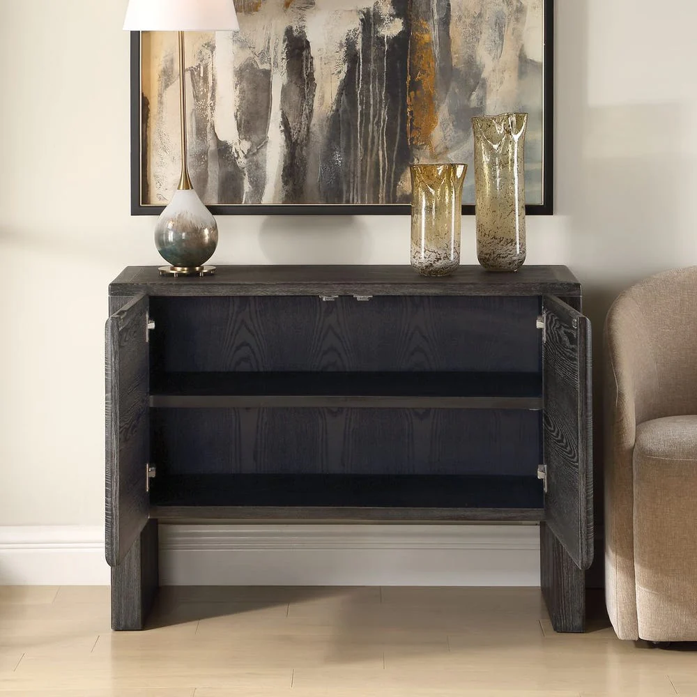 Uttermost Bierk Rich Dark Elm Wood Modern 2 Door Cabinet - Image 3