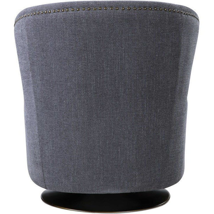 Uttermost Biscay Charcoal Gray Herringbone Fabric Contemporary Swivel Chair - Image 7