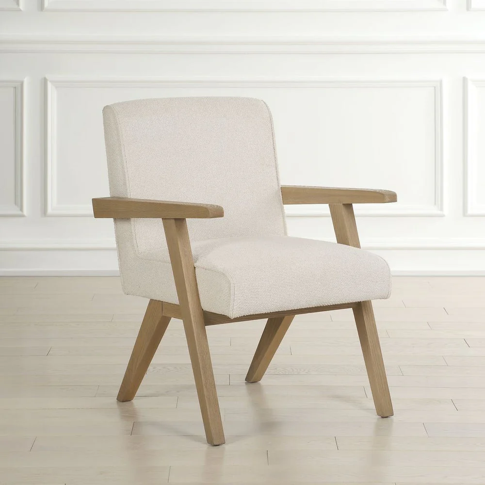 Uttermost Blakely Snow Toned Basketweave Fabric Dining Arm Chair - Image 2