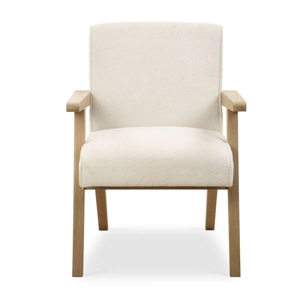 Uttermost Blakely Snow Toned Basketweave Fabric Dining Arm Chair - Image 3