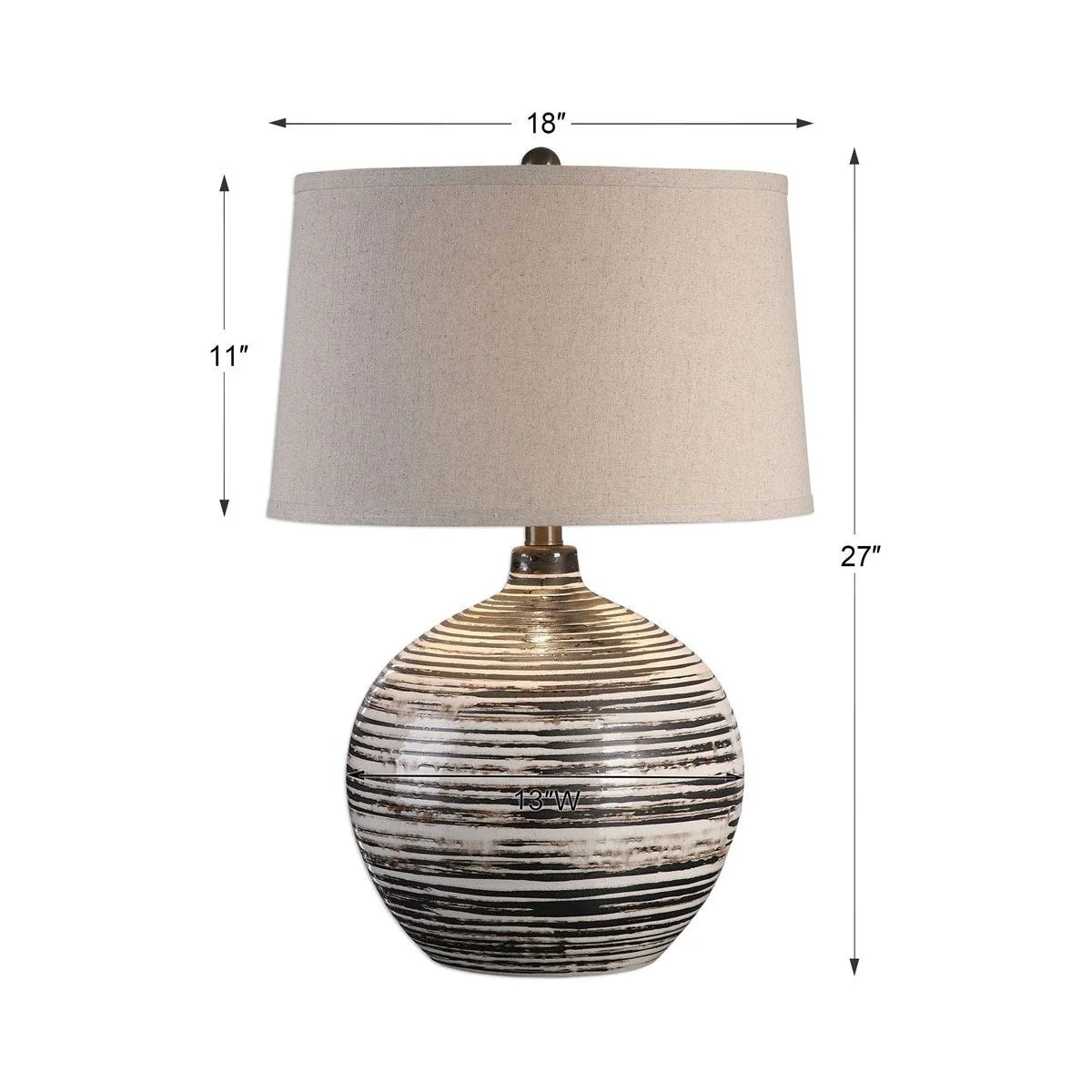 Uttermost Bloxom Dark Mocha Bronze Glazed Textured Ceramiv Table Lamp With Oatmeal Linen Shade - Image 5
