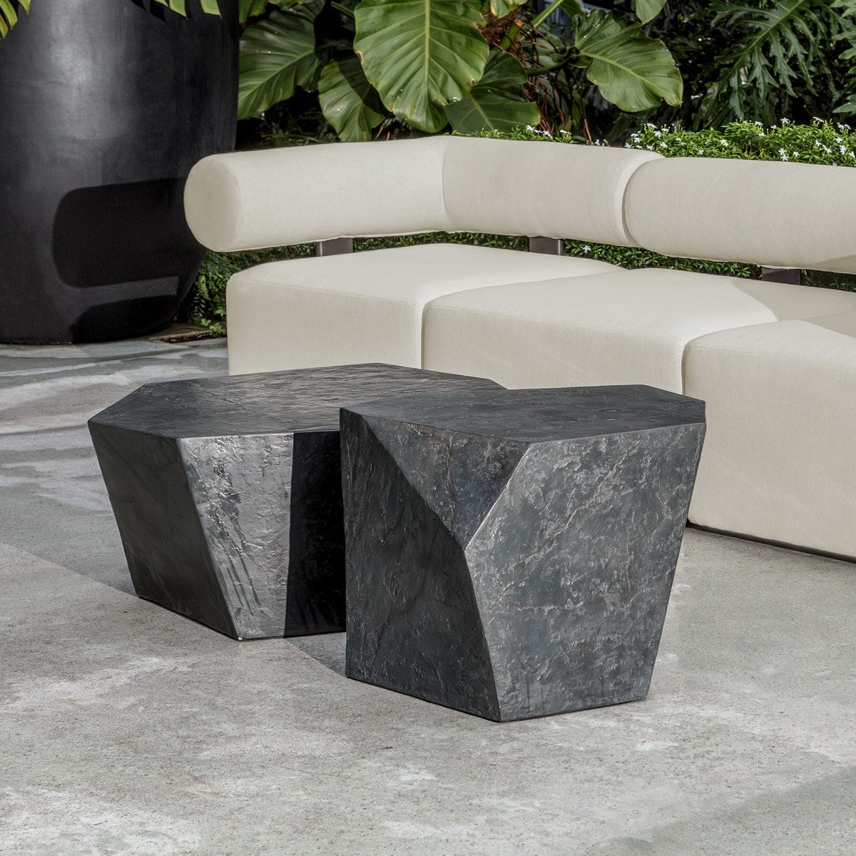 Uttermost Bolster Back Modular Corner Outdoor Sofa With Oyster White Plush Cushions - Image 6