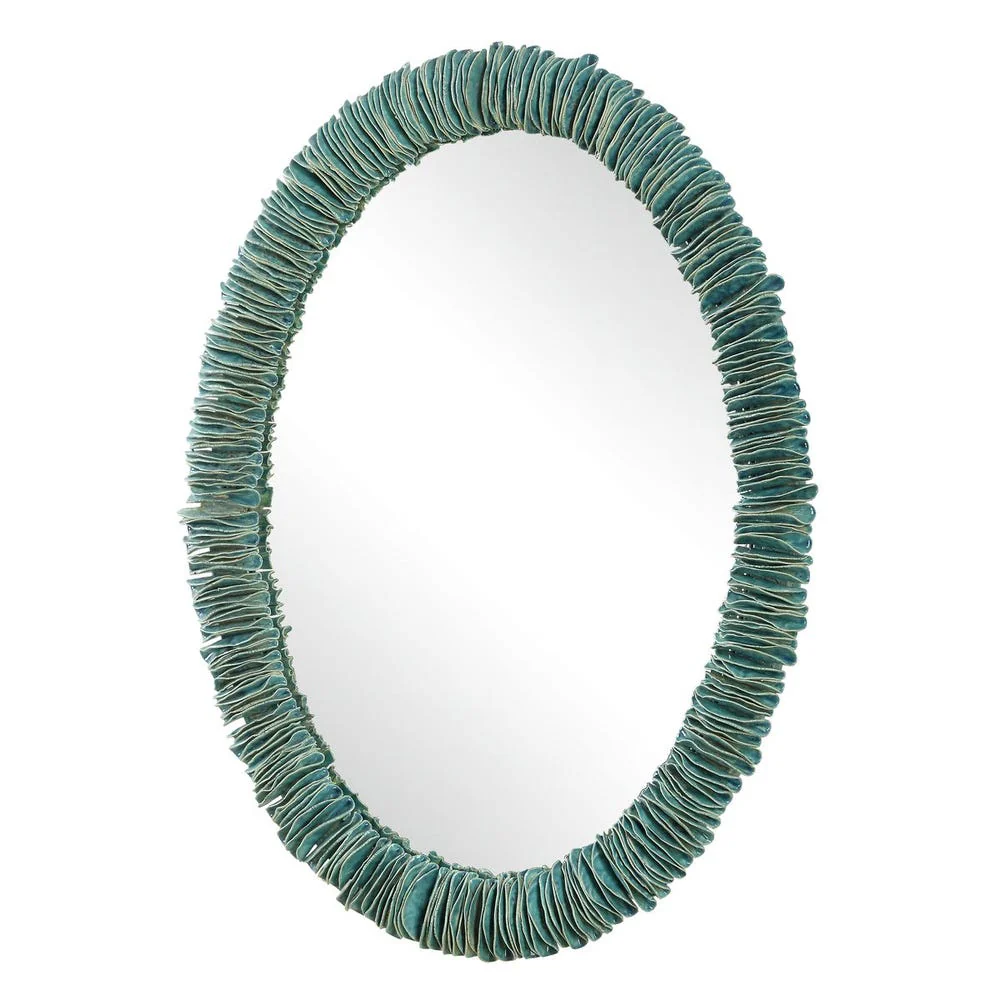Uttermost Bonaire Teal Blue Oval Mirror - Image 3