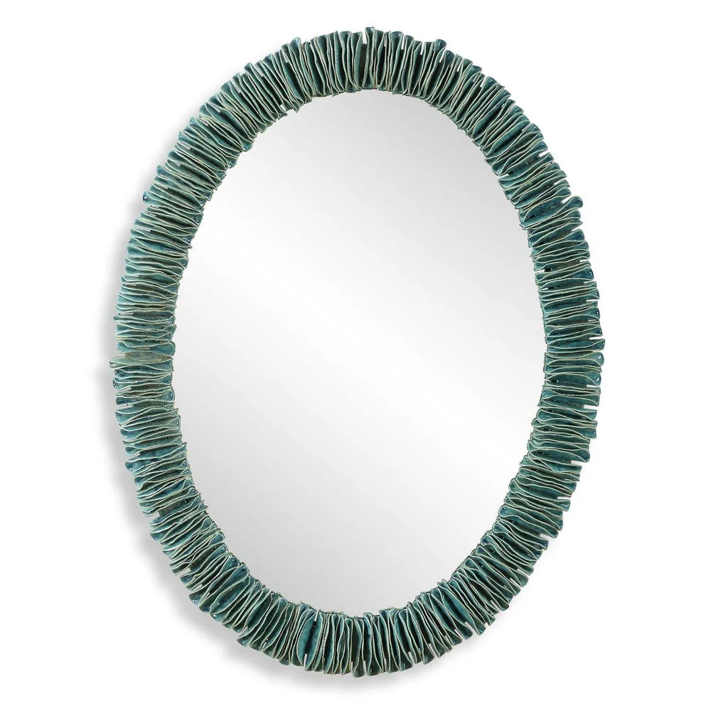 Uttermost Bonaire Teal Blue Oval Mirror - Image 4