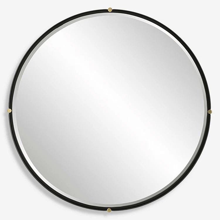 Uttermost Bonded Matte Black Iron Round Mirror - Image 2