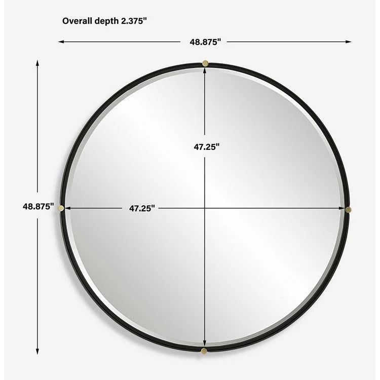 Uttermost Bonded Matte Black Iron Round Mirror - Image 6